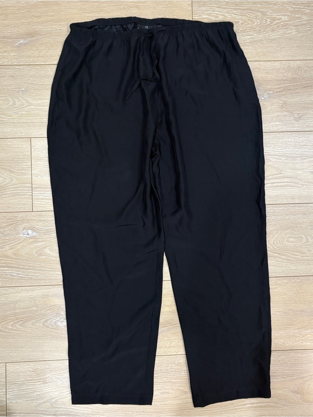 VTG Carole Little 100% Silk Black Pants Elastic Waist Slouchy Trousers 14